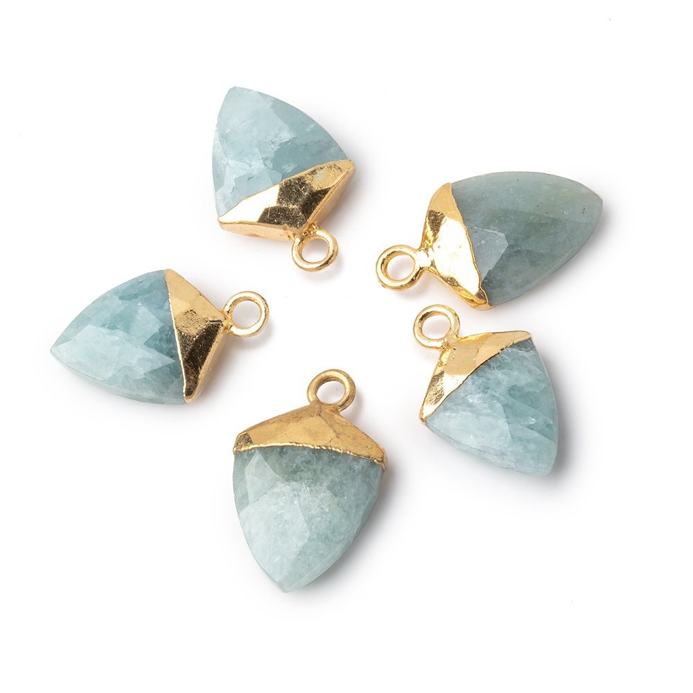 13x10mm Gold Leafed Aquamarine Faceted Shield Focal Pendant 1 piece (ONLINE ORDER ONLY)