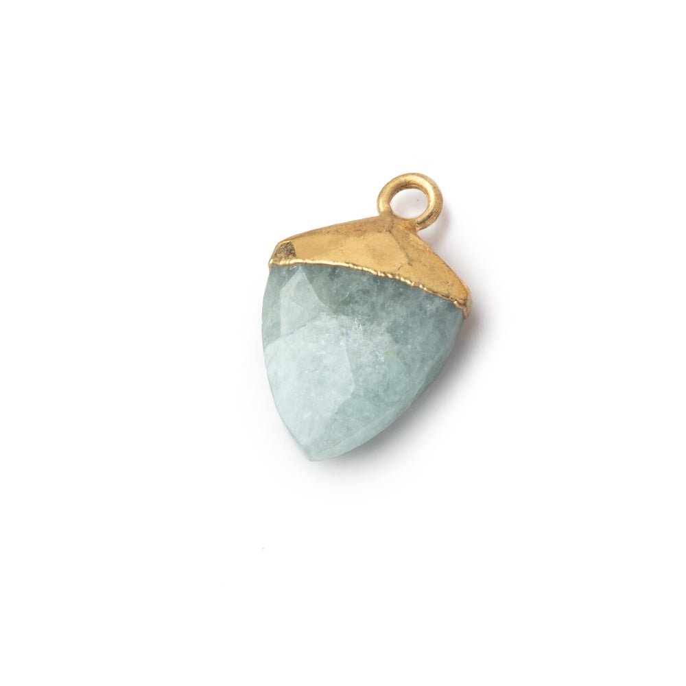 13x10mm Gold Leafed Aquamarine Faceted Shield Focal Pendant 1 piece (ONLINE ORDER ONLY)