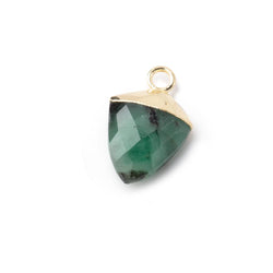 13x10mm Gold Leafed Emerald Faceted Shield Focal Pendant 1 piece (ONLINE ORDER ONLY)