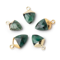 13x10mm Gold Leafed Emerald Faceted Shield Focal Pendant 1 piece (ONLINE ORDER ONLY)