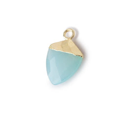 13x10mm Gold Leafed Seafoam Blue Chalcedony faceted Shield Pendant 1 piece (ONLINE ORDER ONLY)