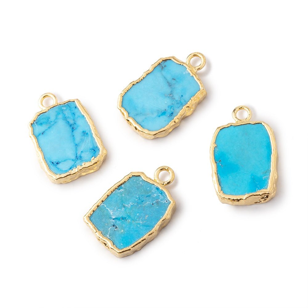 13x10mm Gold Leafed Turquoise Howlite Slice Focal Pendant 1 piece (ONLINE ORDER ONLY)