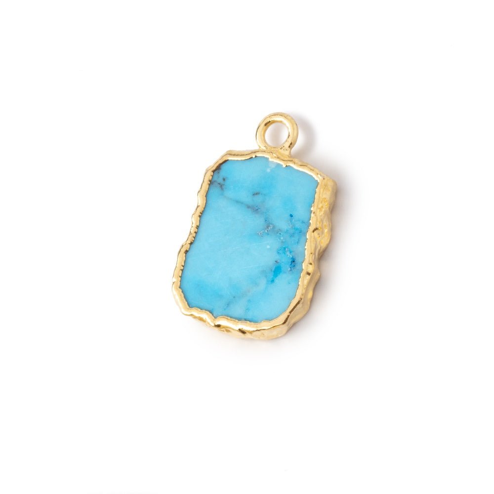 13x10mm Gold Leafed Turquoise Howlite Slice Focal Pendant 1 piece (ONLINE ORDER ONLY)