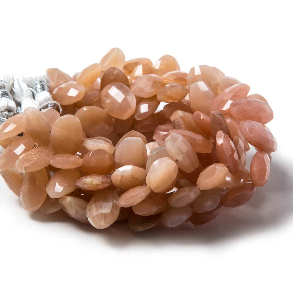 13x10mm Peach Moonstone side drilled Faceted Cushion Beads 7 inch 18 pieces (ONLINE ORDER ONLY)