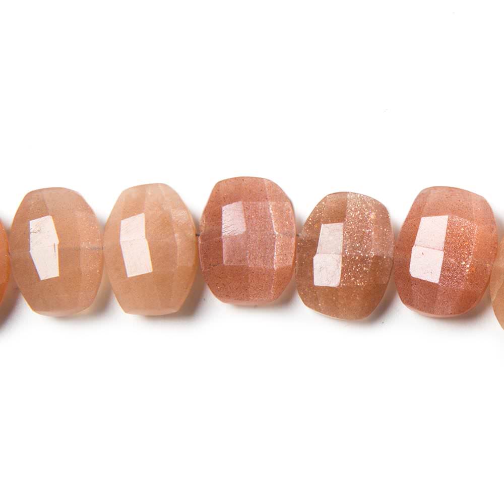 13x10mm Peach Moonstone side drilled Faceted Cushion Beads 7 inch 18 pieces (ONLINE ORDER ONLY)