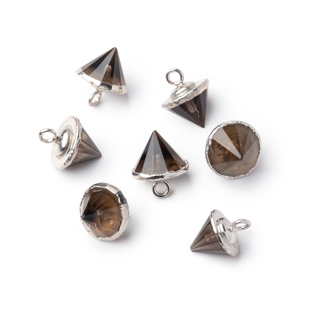 13x10mm Silver Leafed Smoky Quartz Pendulum Pendant 1 piece (ONLINE ORDER ONLY)