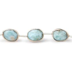 13x10mm Sterling Silver Bezel Larimar Faceted Nuggets 8 inch 11 Beads (ONLINE ORDER ONLY)