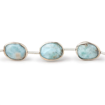 13x10mm Sterling Silver Bezel Larimar Faceted Nuggets 8 inch 11 Beads (ONLINE ORDER ONLY)