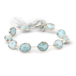 13x10mm Sterling Silver Bezel Larimar Faceted Nuggets 8 inch 11 Beads (ONLINE ORDER ONLY)