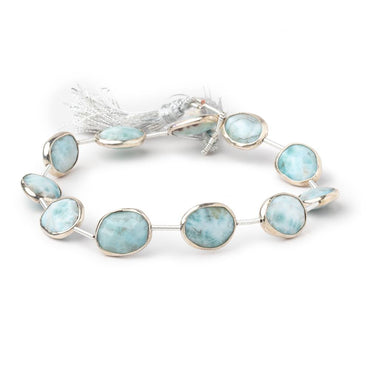 13x10mm Sterling Silver Bezel Larimar Faceted Nuggets 8 inch 11 Beads (ONLINE ORDER ONLY)