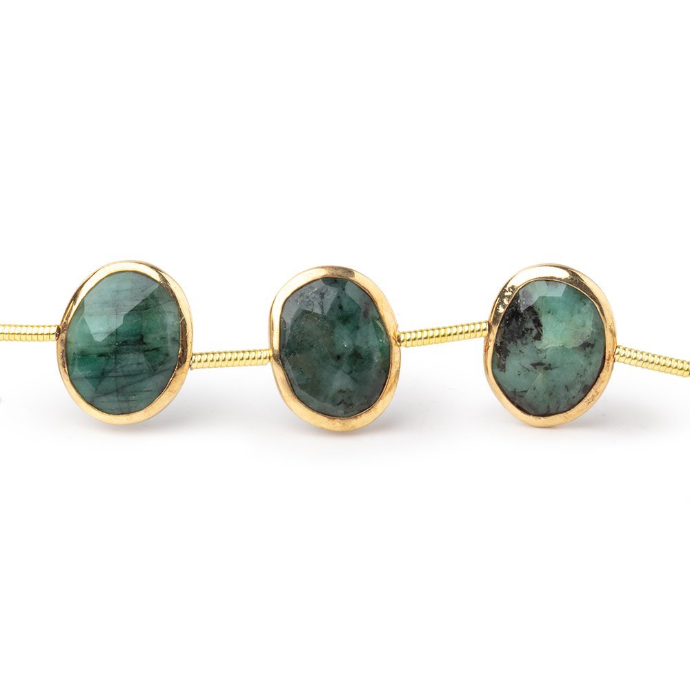 13x10mm Vermeil Bezel Emerald Faceted Nuggets 7 inch 12 Beads (ONLINE ORDER ONLY)