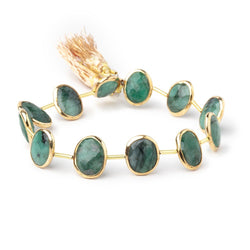 13x10mm Vermeil Bezel Emerald Faceted Nuggets 7 inch 12 Beads (ONLINE ORDER ONLY)