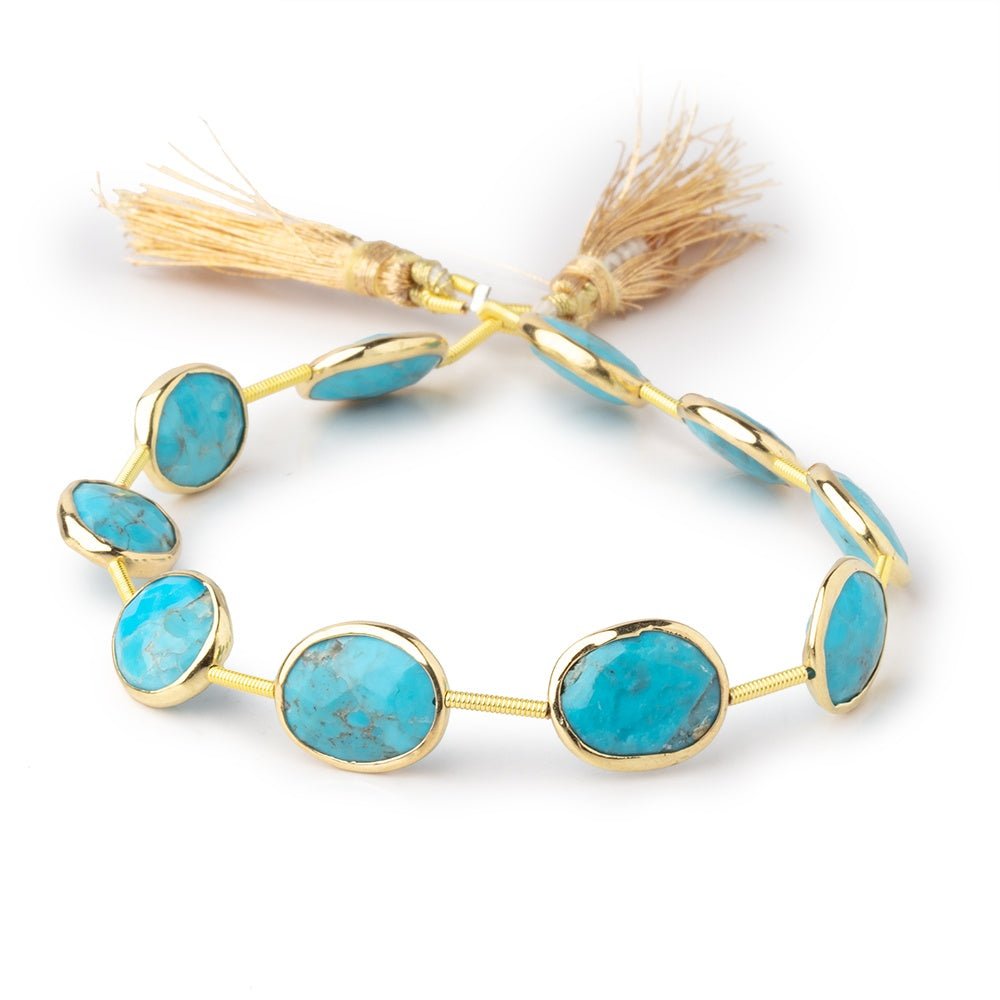13x10mm Vermeil Bezel Turquoise Howlite Faceted Nugget Beads 8 inch 10 pieces (ONLINE ORDER ONLY)