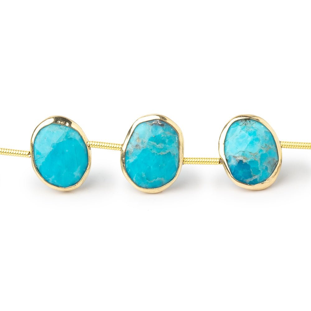 13x10mm Vermeil Bezel Turquoise Side Drill Nuggets 7 inch 11 Beads (ONLINE ORDER ONLY)