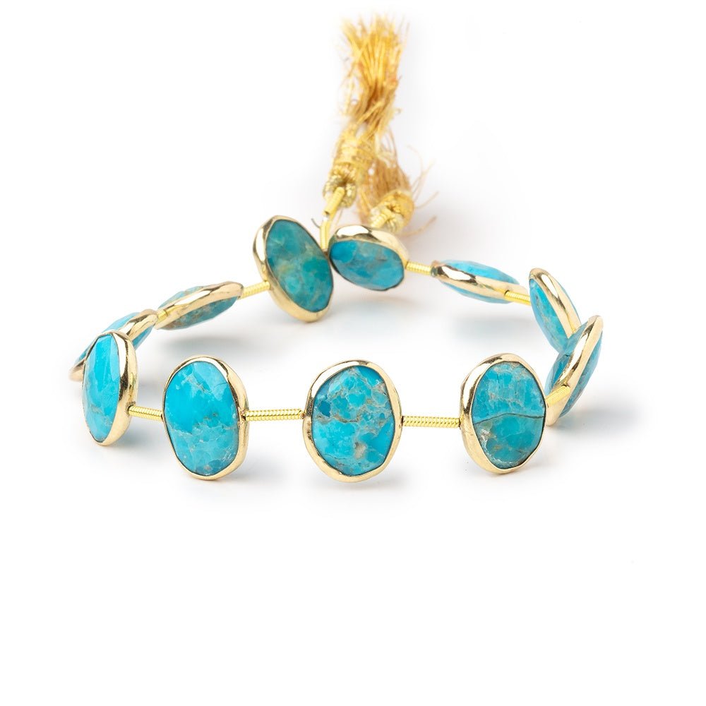 13x10mm Vermeil Bezel Turquoise Side Drill Nuggets 7 inch 11 Beads (ONLINE ORDER ONLY)