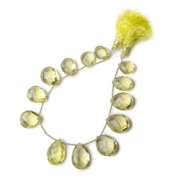 13x10x7- 20x14x8mm Lemon Quartz Pear Briolette 8 inch 13 pieces (ONLINE ORDER ONLY)