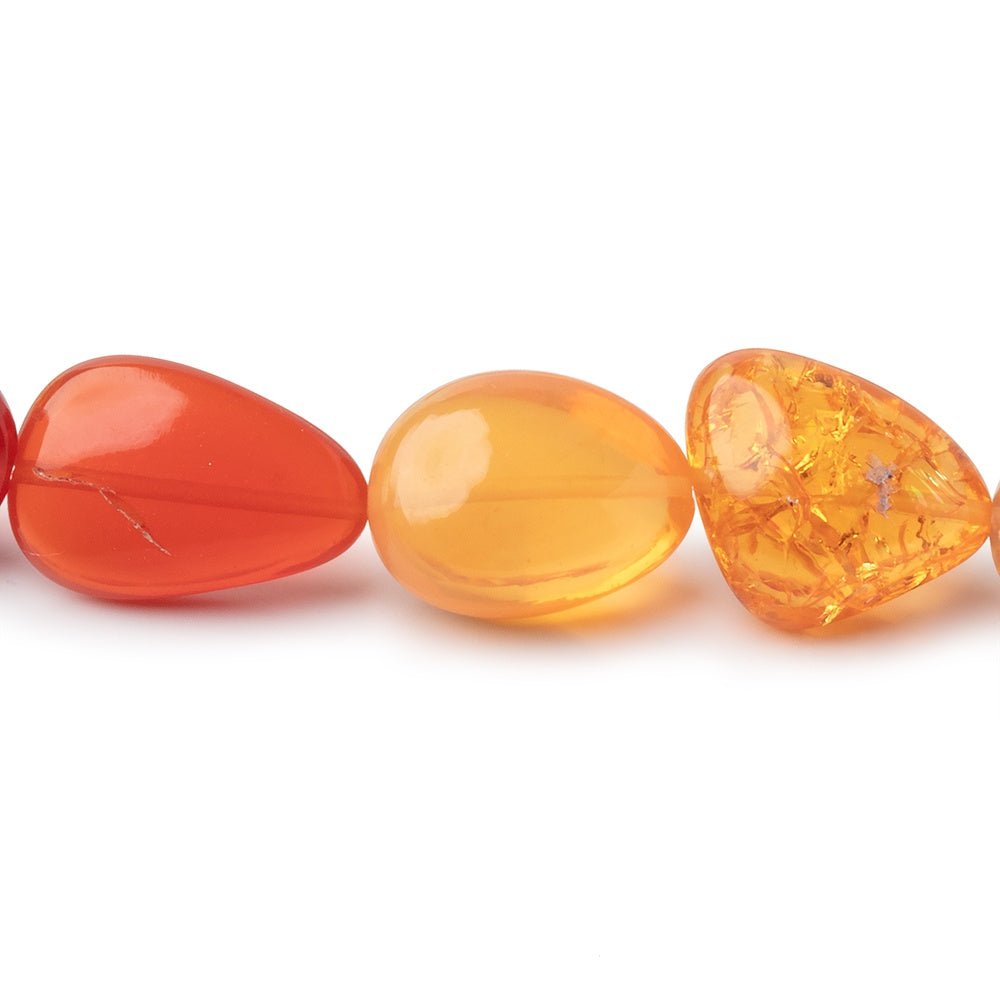 13x11-21x9mm Mexican Fire Opal Plain Nuggets 17 inch 29 Beads (ONLINE ORDER ONLY)