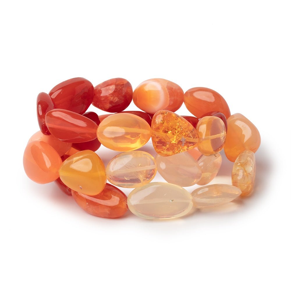 13x11-21x9mm Mexican Fire Opal Plain Nuggets 17 inch 29 Beads (ONLINE ORDER ONLY)