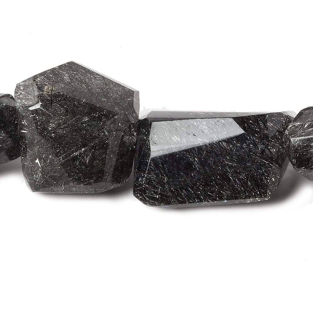 13x11mm - 23x19mm Black Tourmalinated Quartz faceted nugget Beads 15 inch 24 pcs A (ONLINE ORDER ONLY)
