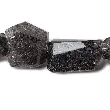 13x11mm - 23x19mm Black Tourmalinated Quartz faceted nugget Beads 15 inch 24 pcs A (ONLINE ORDER ONLY)