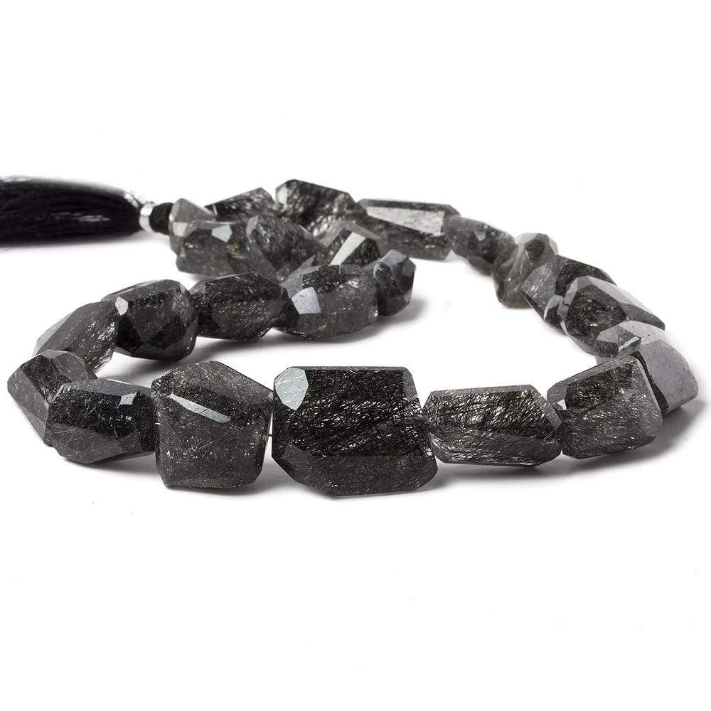 13x11mm - 23x19mm Black Tourmalinated Quartz faceted nugget Beads 15 inch 24 pcs A (ONLINE ORDER ONLY)