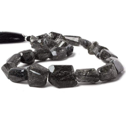 13x11mm - 23x19mm Black Tourmalinated Quartz faceted nugget Beads 15 inch 24 pcs A (ONLINE ORDER ONLY)