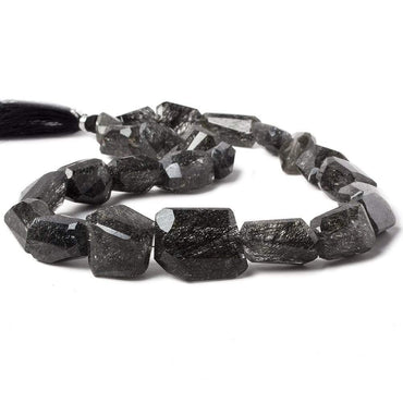 13x11mm - 23x19mm Black Tourmalinated Quartz faceted nugget Beads 15 inch 24 pcs A (ONLINE ORDER ONLY)