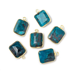 13x11mm Vermeil Bezel Chrysocolla Rectangle Pendant 1 piece (ONLINE ORDER ONLY)