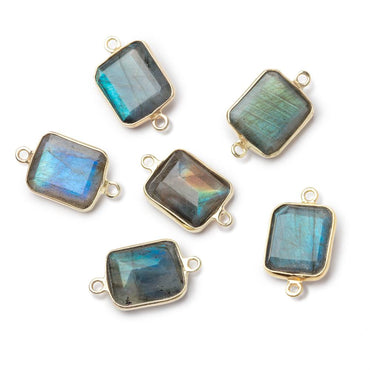 13x11mm Vermeil Bezel Labradorite Rectangle Connector 1 piece (ONLINE ORDER ONLY)