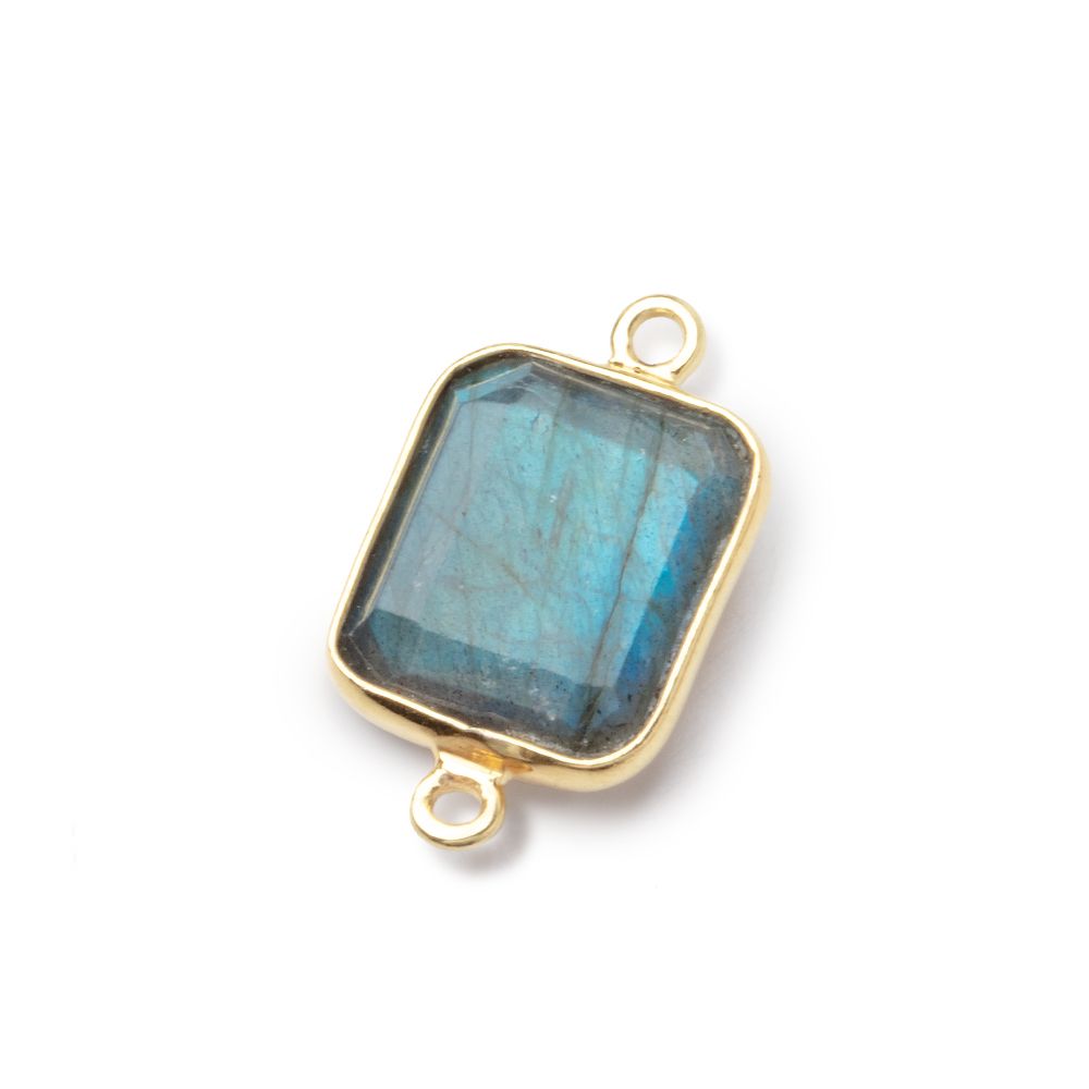 13x11mm Vermeil Bezel Labradorite Rectangle Connector 1 piece (ONLINE ORDER ONLY)