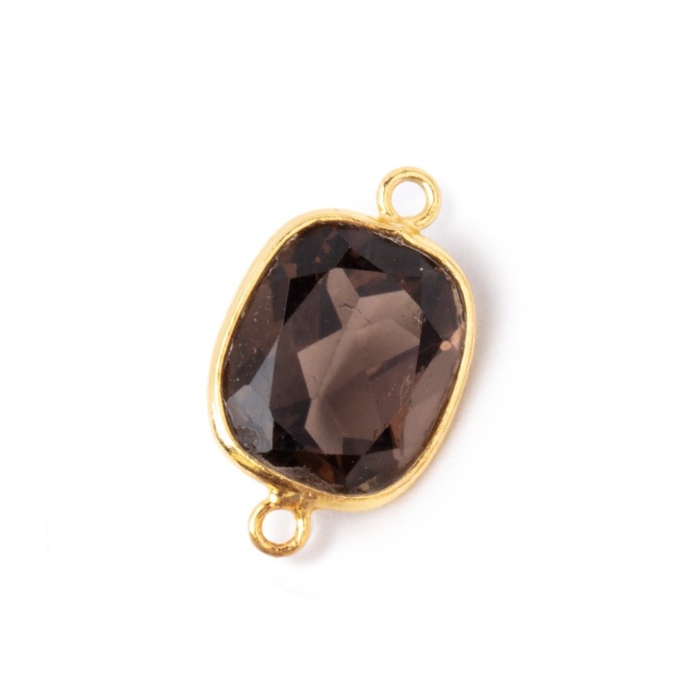 13x11mm Vermeil Bezel Smoky Quartz Pavilion Faceted Rectangle Connector 1 piece (ONLINE ORDER ONLY)