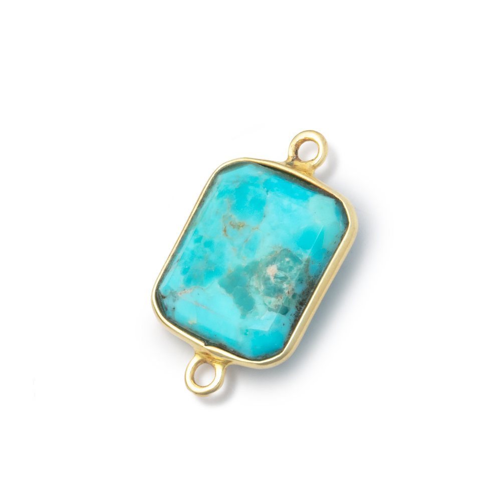 13x11mm Vermeil Bezel Turquoise Howlite Rectangle 1 Connector (ONLINE ORDER ONLY)