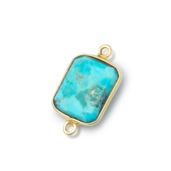 13x11mm Vermeil Bezel Turquoise Howlite Rectangle 1 Connector (ONLINE ORDER ONLY)