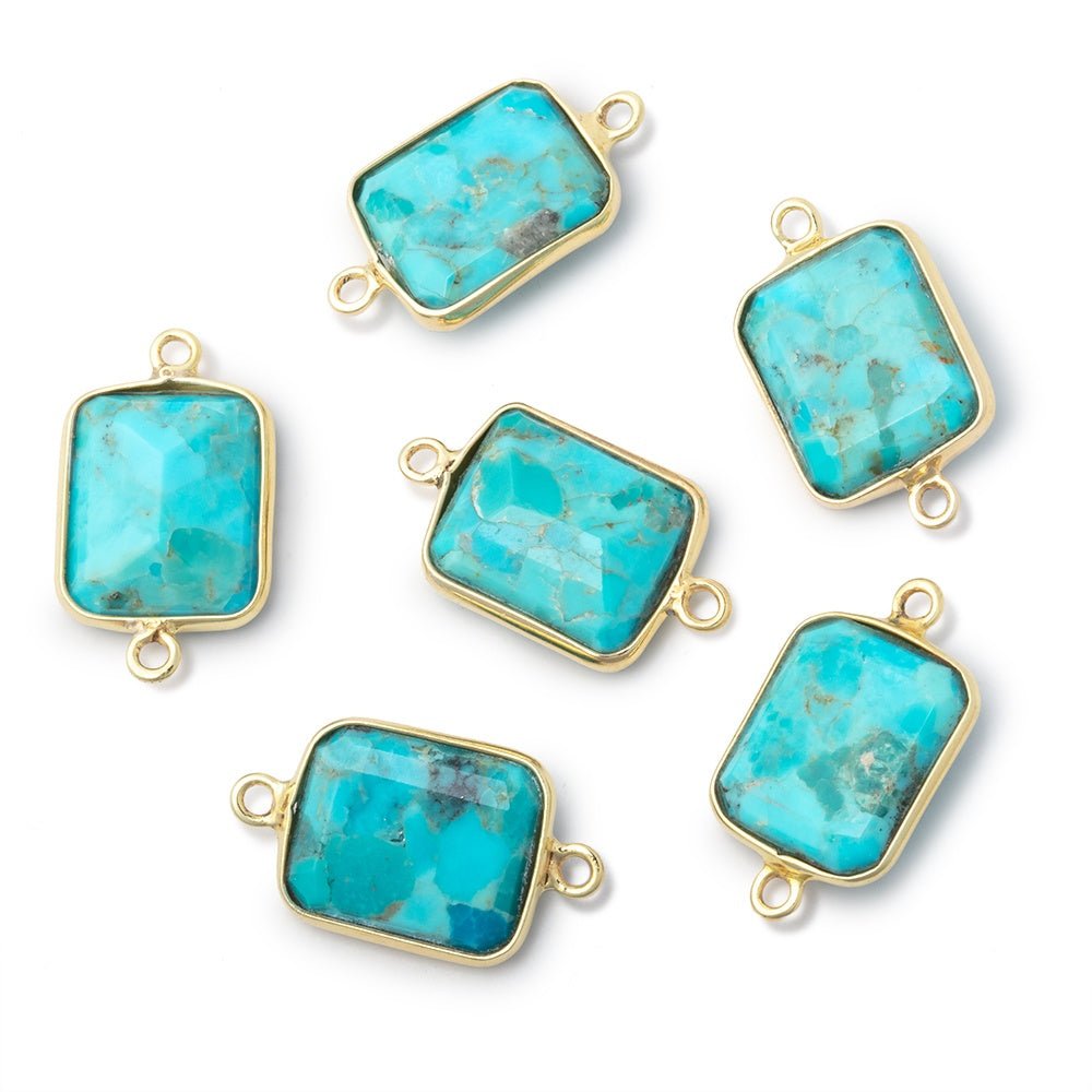 13x11mm Vermeil Bezel Turquoise Howlite Rectangle 1 Connector (ONLINE ORDER ONLY)