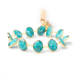 13x11mm Vermeil Bezel Turquoise Side Drill Nuggets 7 inch 11 Beads (ONLINE ORDER ONLY)