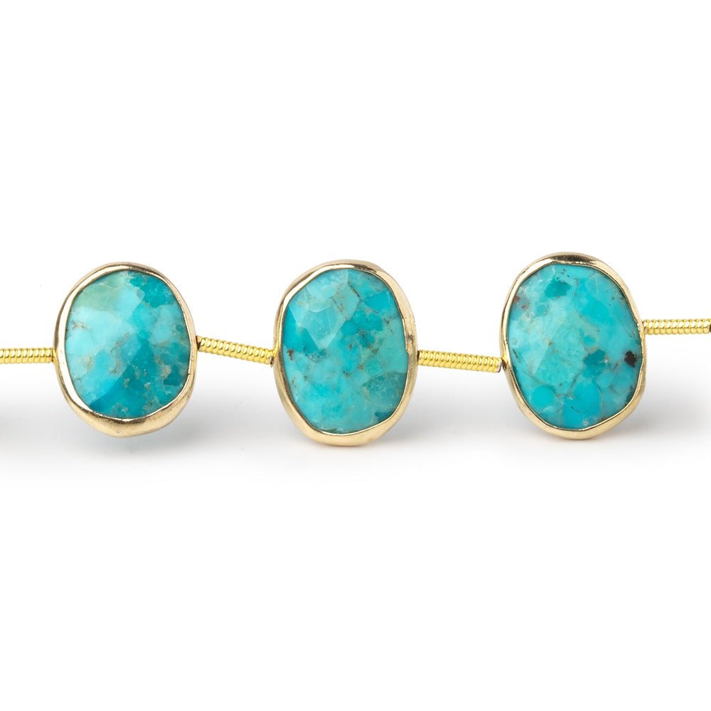 13x11mm Vermeil Bezel Turquoise Side Drill Nuggets 7 inch 11 Beads (ONLINE ORDER ONLY)