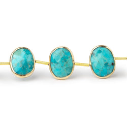 13x11mm Vermeil Bezel Turquoise Side Drill Nuggets 7 inch 11 Beads (ONLINE ORDER ONLY)