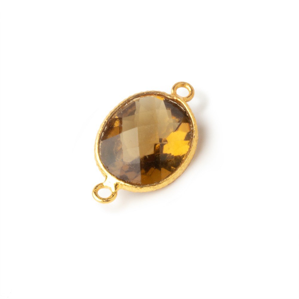 13x11mm Vermeil Bezel Whiskey Quartz Faceted Oval Connector 1 Focal (ONLINE ORDER ONLY)