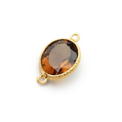 13x11mm Vermeil Bezel Whiskey Quartz Faceted Oval Connector 1 piece (ONLINE ORDER ONLY)