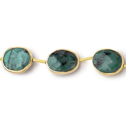 13x10mm Vermeil Bezel Emerald Faceted Nugget Beads 7 inch 10 pieces (ONLINE ORDER ONLY)
