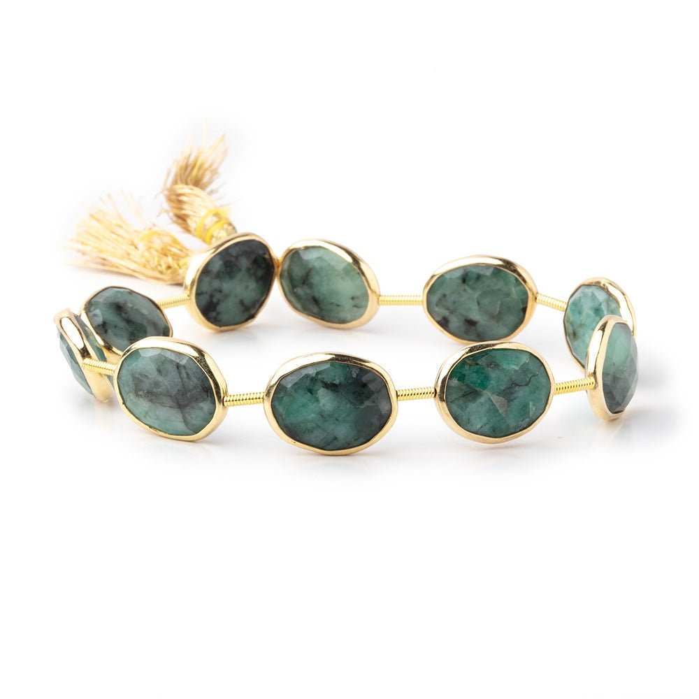 13x10mm Vermeil Bezel Emerald Faceted Nugget Beads 7 inch 10 pieces (ONLINE ORDER ONLY)