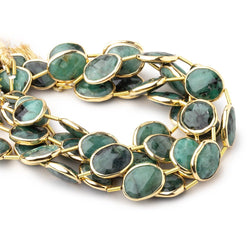 13x10mm Vermeil Bezel Emerald Faceted Nugget Beads 7 inch 10 pieces (ONLINE ORDER ONLY)