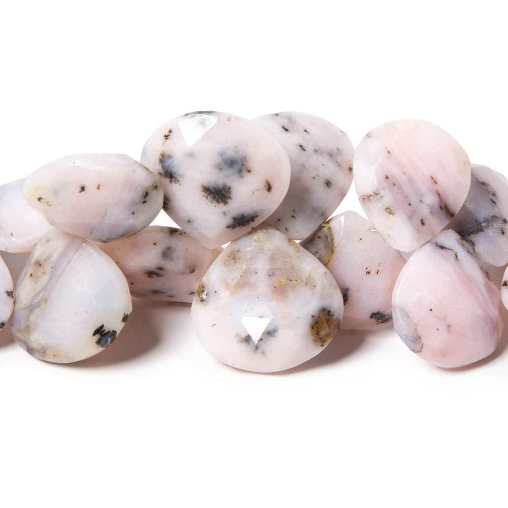 13x12-20x20mm Dendritic Pink Peruvian Opal faceted hearts 9.25 inch 32 beads (ONLINE ORDER ONLY)