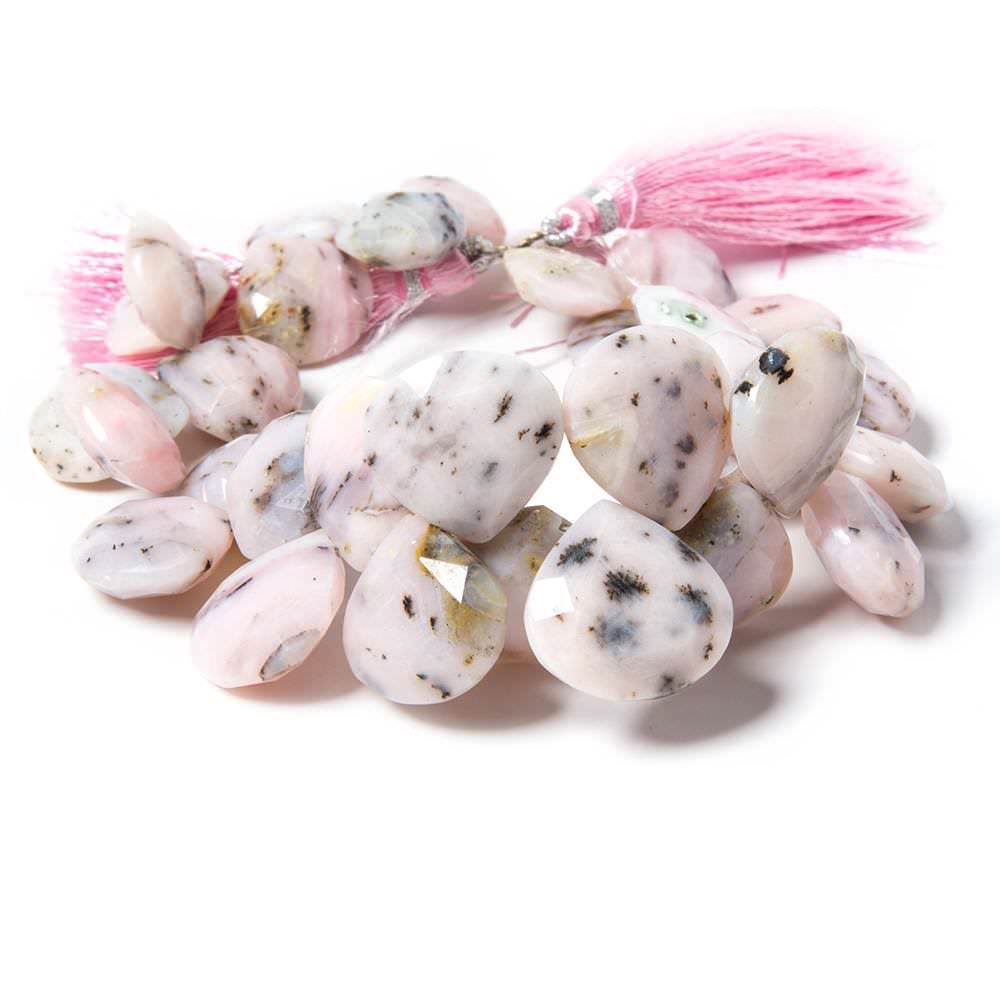 13x12-20x20mm Dendritic Pink Peruvian Opal faceted hearts 9.25 inch 32 beads (ONLINE ORDER ONLY)