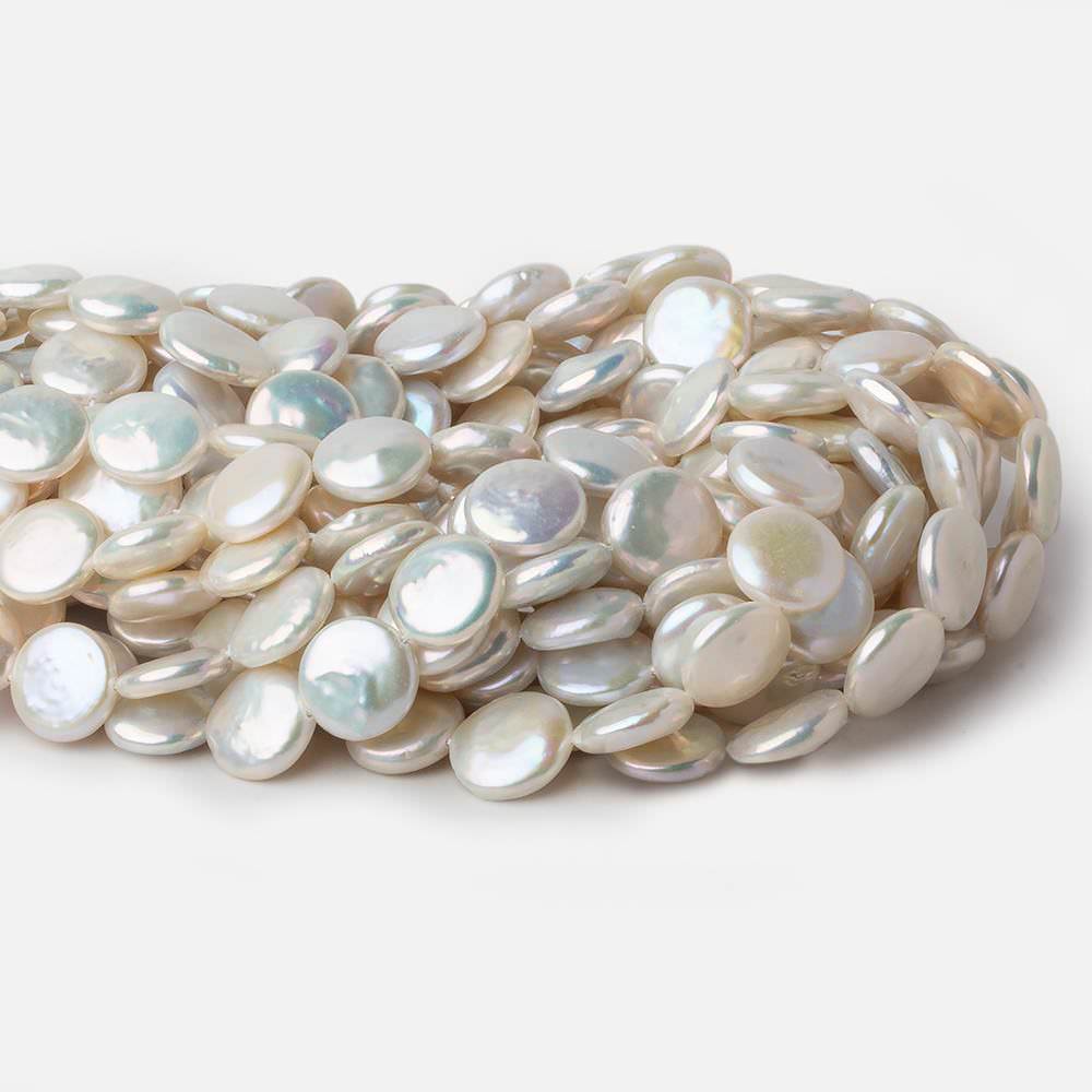 13x12.5mm Creamy White Coin Freshwater Pearls 16 inch 32 pieces AA (ONLINE ORDER ONLY)