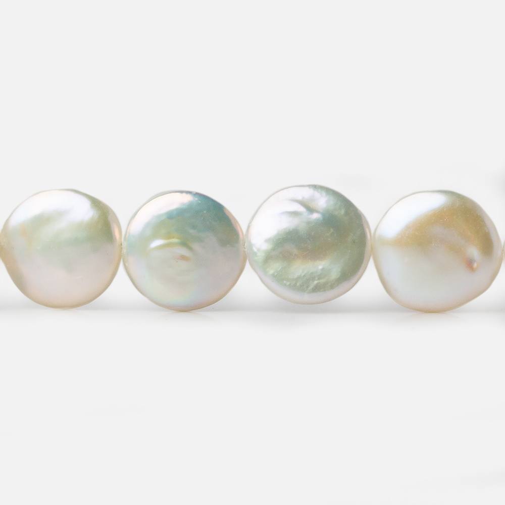 13x12.5mm Creamy White Coin Freshwater Pearls 16 inch 32 pieces AA (ONLINE ORDER ONLY)