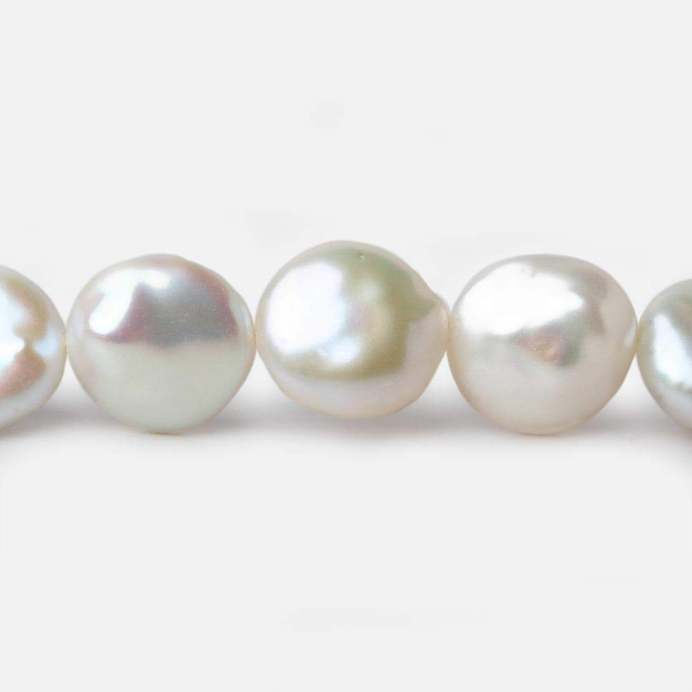 13x13-14x14.5mm White Coin Freshwater Pearls 16 inch  pieces (ONLINE ORDER ONLY)