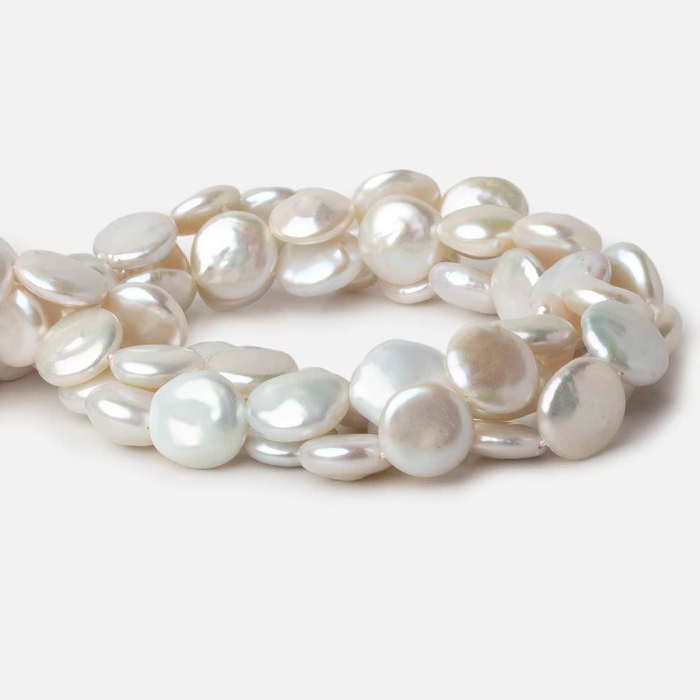 13x13-14x14.5mm White Coin Freshwater Pearls 16 inch  pieces (ONLINE ORDER ONLY)