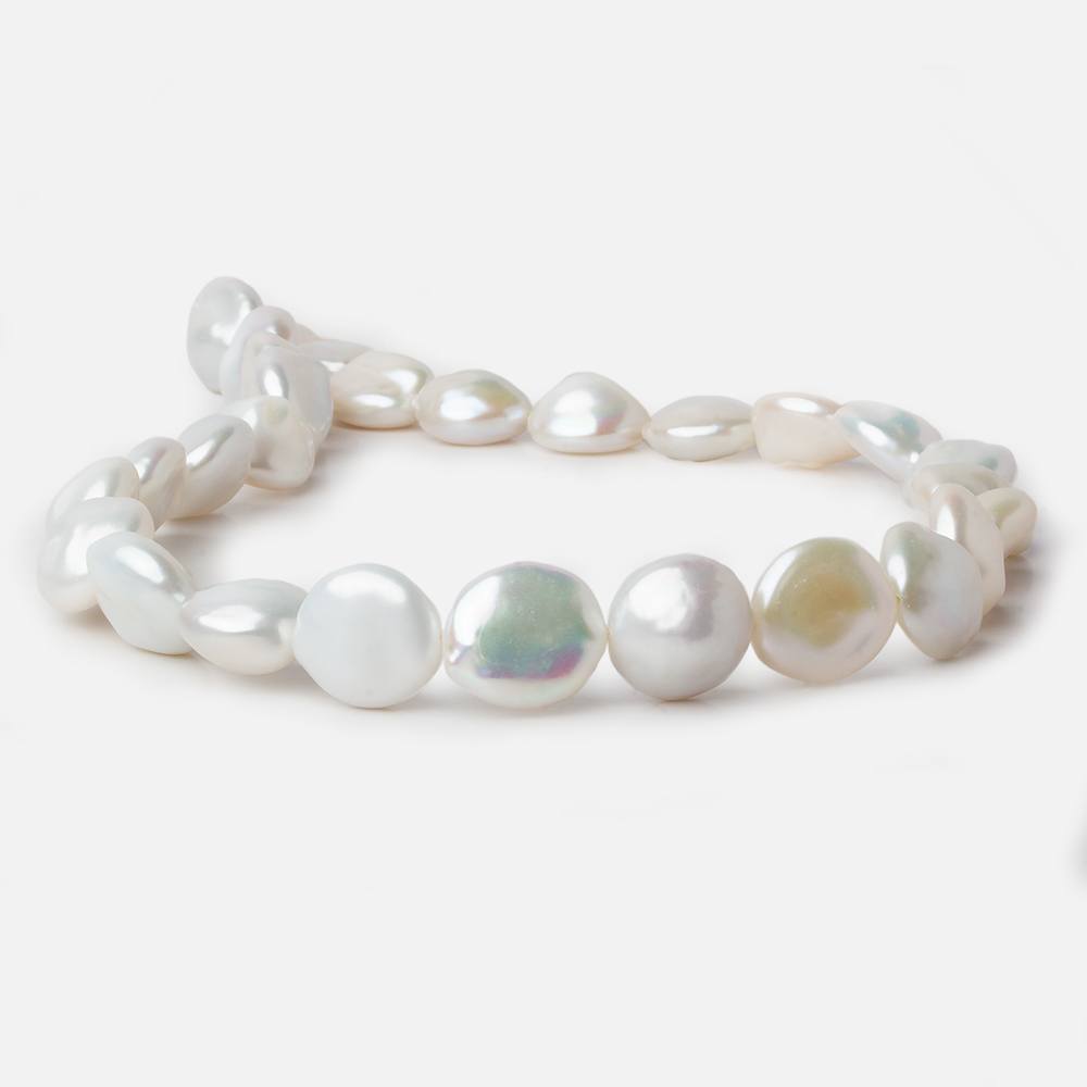 13x13-14x14.5mm White Coin Freshwater Pearls 16 inch  pieces (ONLINE ORDER ONLY)