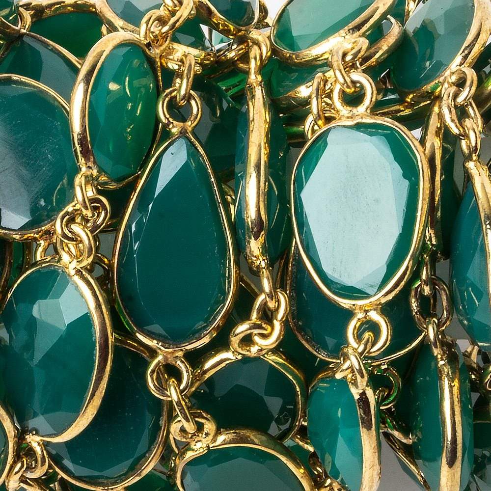 13x13-15x12mm Vermeil Bezel Green Onyx Nugget Vermeil Chain by the foot 14 pcs (ONLINE ORDER ONLY)